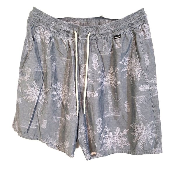 Hurley Medium Asylum Volley 17 Shorts Gray Pineapple Palm Tree Casual Wear - Picture 5 of 14